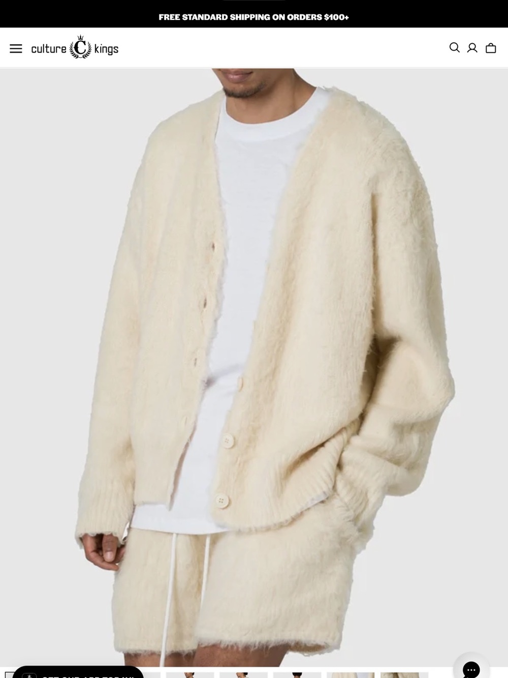 MNML Cream Faux-Fur Cardigan - Men's Plush Button-Up Sweater